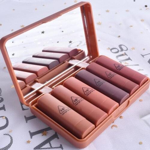6 Color/Set Pumpkin Colors Matte Lipstick Set Long-lasting Lip Makeup Kit Mirror Lip Glaze Waterproof No Fading Lipstick Set