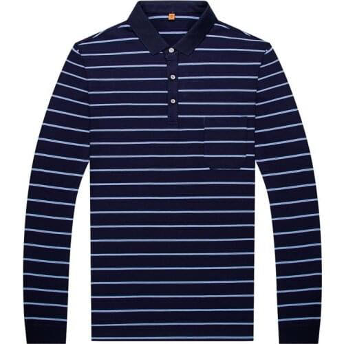 Big 8XL 6XL 5XL Stripe Polo Men Spring Cotton Long Sleeve Polo Top Bottom Turn Down Collar Tops Striped Polo Shirts for Men