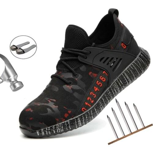 2020 New Breathable Mens Safety Shoes Men Boots Steel Toe Work Shoes Puncture Proof Work Safety Shoes Men Shoes Work Sneakers