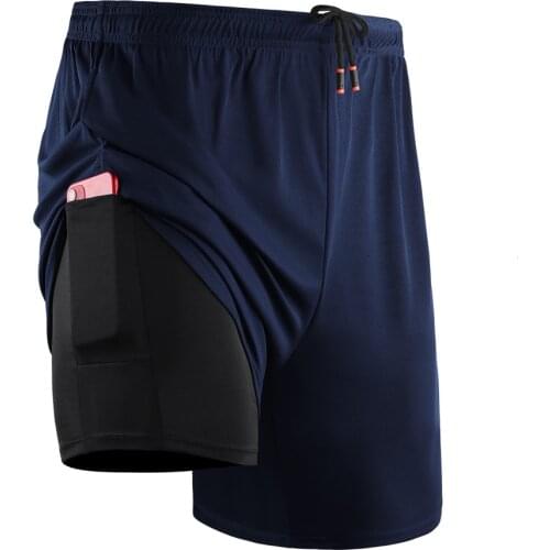 Mens 2 in 1 Training Shorts Quick-Dry Pockets Basketball Running Shorts Gym Fitness Workout Shorts