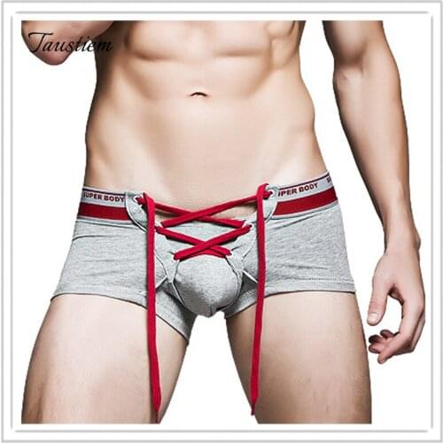 New Sexy Mens Underwear Gay Penis Pouch Wonderjock U Convex Boxers Cotton Low Waist Tether Designed Men Boxer Shorts Trunks