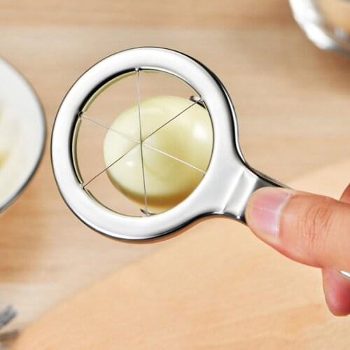 Egg Cutter Slicer with Handle Stainless Steel Mushroom Divider Tomato Cutter Preserved Duck Egg Splitter Slicer Kitchen Gadgets
