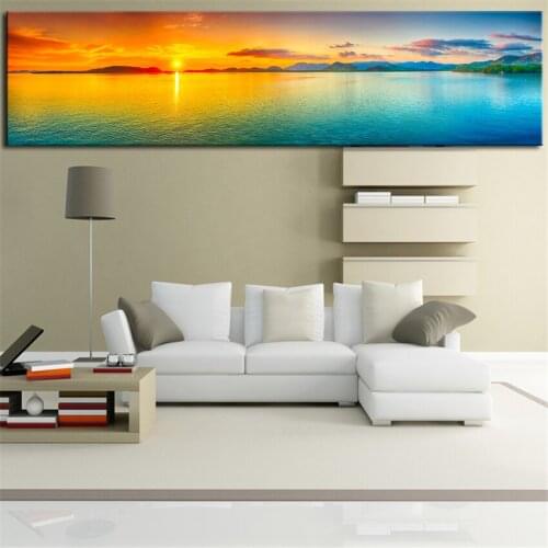 Huge Landscape Print Oil Painting Wall Art Picture Sunset Sea Scenery Home Decorative Art Picture For Living Room Wall No Frame