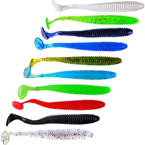 10 Color Set Luya Bait for Floating Water Soft Insect T Tail Crank Hook Bait 8.5cm/2.4g10pcs Per Bag