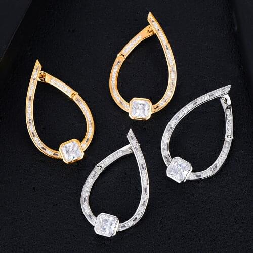 Luxury Handmade Women Waterdrop Dangle Earrings Shiny Cubic Zircon Drop Earring For Bridal Wedding Party Accessories