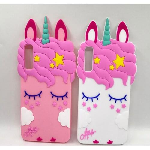 Silicone Case For Samsung Galaxy A7 2018 Phone Case Cover Cute 3D Unicorn Back Cover For Samsung A 7 2018 A750 A750F 6.0 Inch