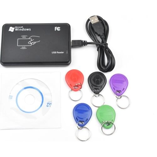 125KHz USB Proximity Access Control Smart RFID ID Card Reader and Writer Copier+5pcs EM4350 T5577 Tags+ Software CD