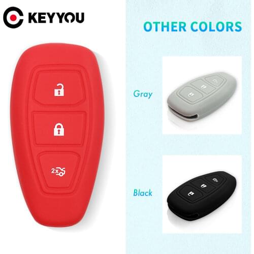 KEYYOU Replacement Silicone Cover Car Key Case For Ford Fiesta Focus Mondeo Ecosport Kuga Titanium Fob Remote Key Case Protector