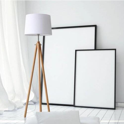 Modern Nordic Wooden Floor Lamps Wood Fabric Lampshade Tripod Standing Lamp For Living Room Bedroom Indoor MING