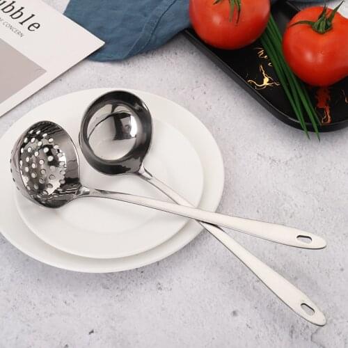 Thicken Stainless Steel Soup Ladle Hot Pot Spoon Colander Cookware Rice Dinner Kitchen Spoon Tool For Sauce, Soup, Broth, Gravy