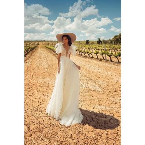 Платье A-line Wedding Dress Backless Elegant Bride Dress Classic vestido Point Long Dress Abito Da Sposa فساتين السهرة