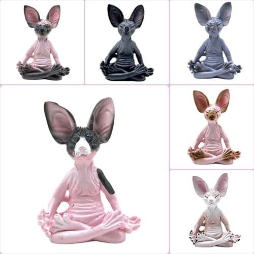 Creative Sphynx Cat Meditate Collectible Figurines Miniature Handmade Decor Animals Figure Toys Animal Model Figure Toys Decor