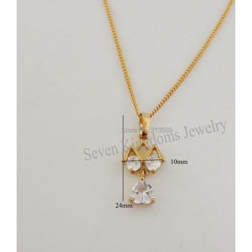Order 10$ GET FREE SHIPPING /GREAT - YELLOW GOLD GP 18" NECKLACE & VIVID CAT SHAPED CZ STONE CUTE PENDANT/Great Money Maker