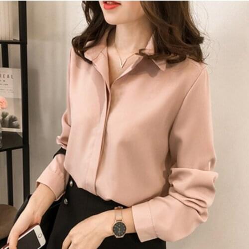 Women Long Sleeve Blouses V Neck Chiffon Blouse Tops OL Office Style Shirts Blusas