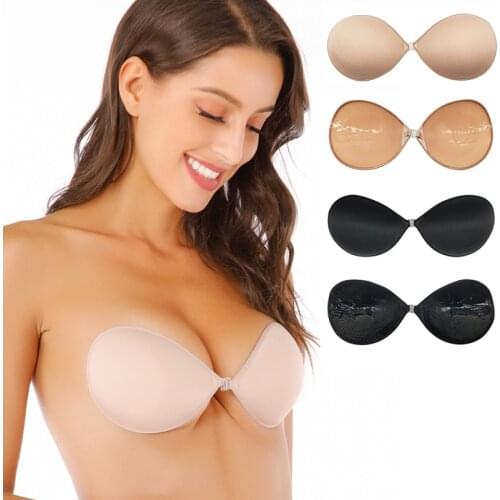 Sexy Womens Invisible Bras Wire Free Push Up Bra Self-Adhesive Silicone Seamless Front Closure Sticky Backless Strapless Bra