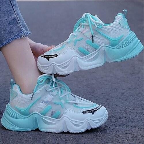 2021 New Platform Sneakers Women Breathable Thick Sole Fashion Vulcanized Shoes Lady Comfortable Chunky Trainers Zapatos Mujer