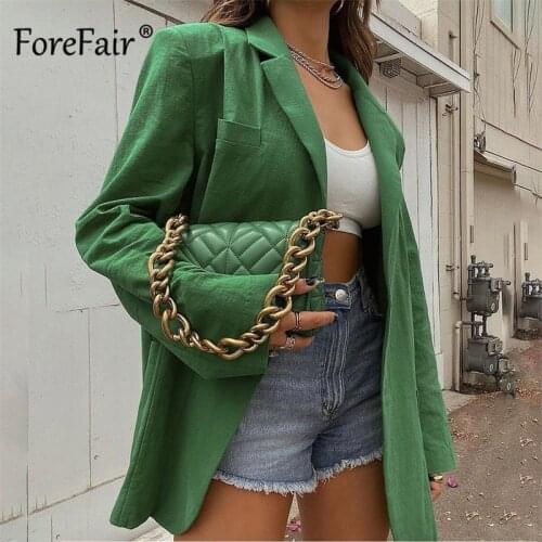 Forefair 2021 Autumn Fashion Oversize Casual Y2k Cardigan Women Blazer Female Long Sleeve Chic Solid Party Vintage Coats