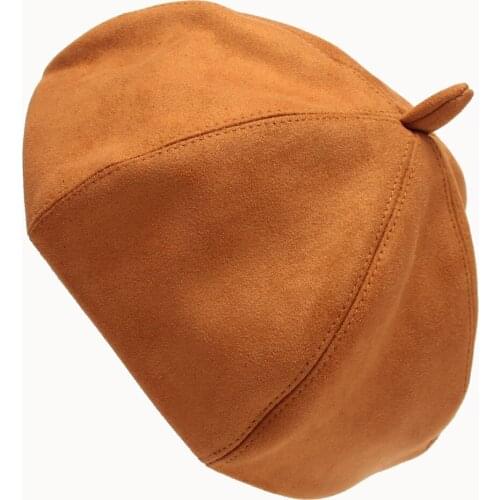 Lady Fashion Beret Hats Winter Pop Version Caps Adult Suede Pumpkin Hat British Fashion Lady Beret Hats Adjust A143
