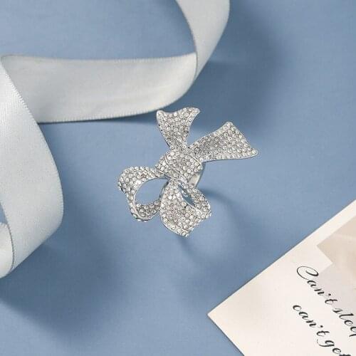 New contracted sweet Hyperbole opening Rings joker elegant atmosphere bowknot Crystal Party Women Rings adjustable 2020