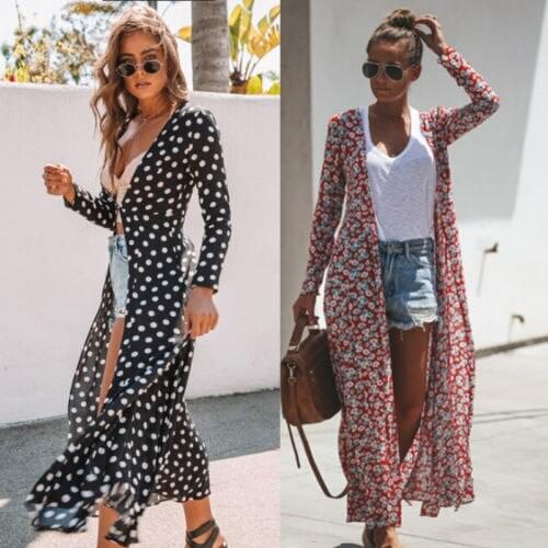 Women Lady Maxi Kimono Duster Coats Open Front Loose Top New Arrival Female Boho Outerwear Beach Cover Up