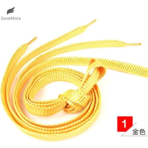 1 pair Fashion 110 CM Women Golden Silver Shoe Laces Super Long Daily Party Camping Shoelaces Growing Canvas Strings Flat Laces