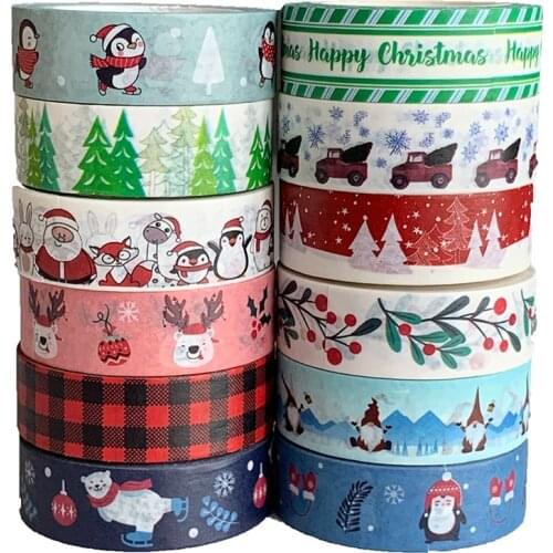 2021 NEW 1PC 10M Christmas Snow Santa Claus Penguin Tree Decorative Washi Tape Scrapbooking Masking Tape School Office Supply