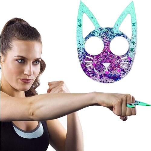 1Pc DIY Super Glossy Self-Defense Cat Keychain Pendant Casting Silicone Mould Clay Crafts Making Crystal Epoxy Resin Mold