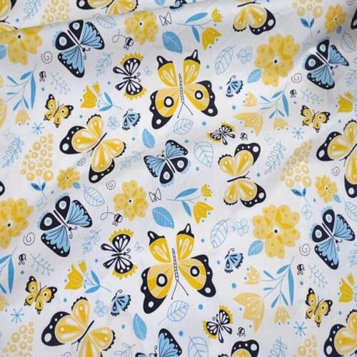100x160cm Pink & Yellow Cartoon Butterfly Printed 100% Cotton Fabric For Baby Cloth Dress Quilting Home Decoration DIY Sewing