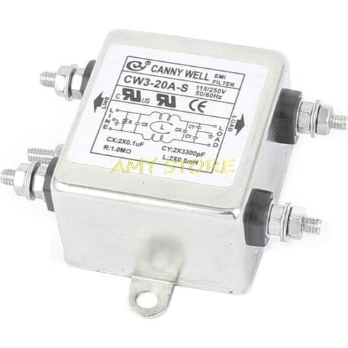 20A CW3-20A-S Noise Suppressor AC Power Single Phase Metal EMI Filter