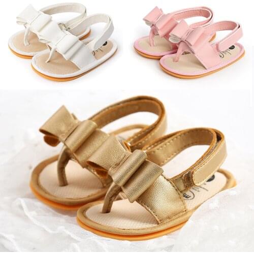 2021 New Summer Toddler Baby Girls Sandals Flat Slingback Bowknot Shoes T Strap Flip Flops Slide Sandals