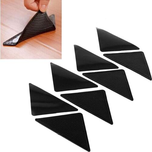 4Pcs/Lot Rug Carpet Mat Non Slip Skid Grippers Reusable Washable Silicone Grip Black Hot New