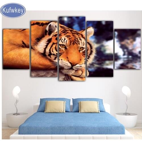 5 pcs/set DIY Diamond Embroidery tiger,5D,diy Diamond Painting full square,Cross Stitch,5d Diamond,Mosaic,Needlework,wall decor
