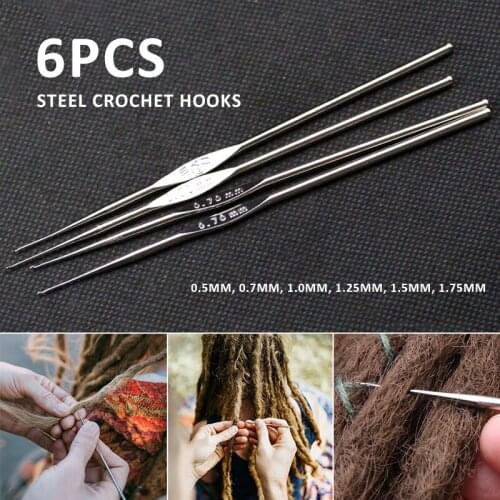 6Pcs/Set Steel Crochet Hooks 0.5mm-1.75mm Knitting Needle For DIY Craft Lace Crochet Needles Sweater Scarf Weaving Tools