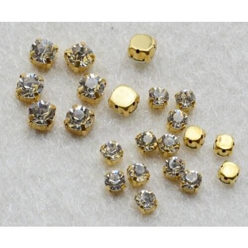 Free shipment,high quality claw 8mm crystals SS38 clear sew on rhinestones with gold claw setting,CZ stones,1440pcs/lot