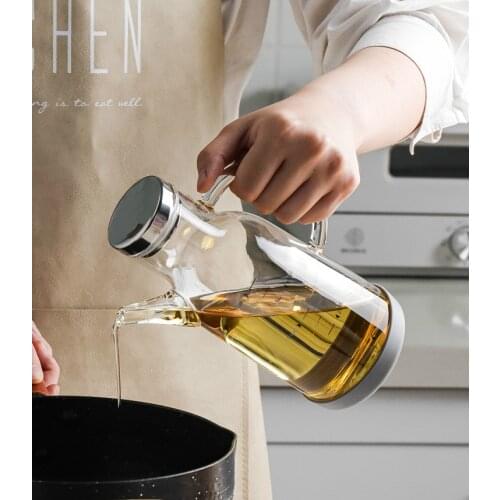 Transparent Oil Bottle High Borosilicate Glass Vinegar Olive Oil Cruet with Handle Soy Sauce Bottle Kitchen Scale Oil Container