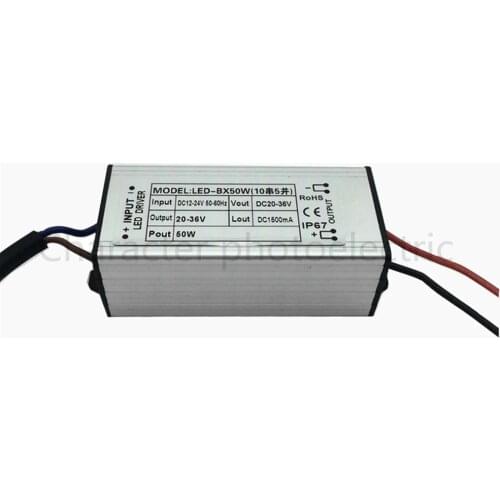 DC 12-24V 50w waterproof LED Driver Waterproof IP67 Output DC 20-36V 1500 mA Power Supply For LED light