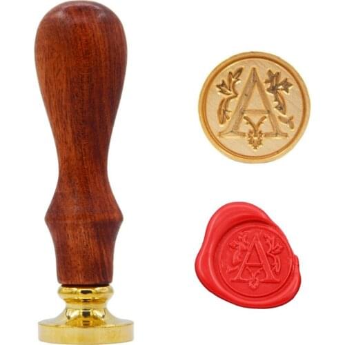 Vintage Style Wooden Handle 26 letter A-Z Alphabet Initial Wax Classic Sealing Wax Seal Stamp (A)