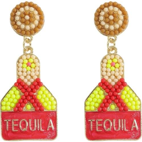 Dvacaman 2021 New Trendy Colorful Seed Bead Bottle Earrings for Women Handmade Beaded Statement Drop Earrings Charm Jewelry Gift