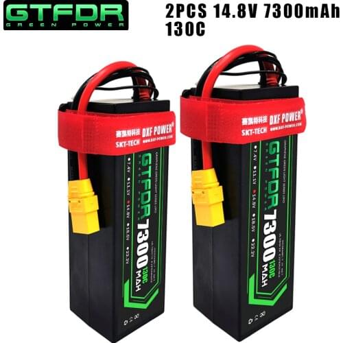 DXF 2PCS 4S Lipo Battery 14.8V 5200mAh 5300mAh 6500mAh 7300mAh 50C 100C 80C 160C 130C 260C Hardcase For 1/8 Buggy RC Car Truck