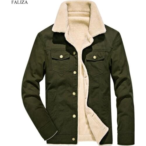 FALIZA New Winter Jackets Mens Parkas 4XL Thick Casual Coats Men Outerwear Warm Fleece Jacket Male Brand Clothing JK109