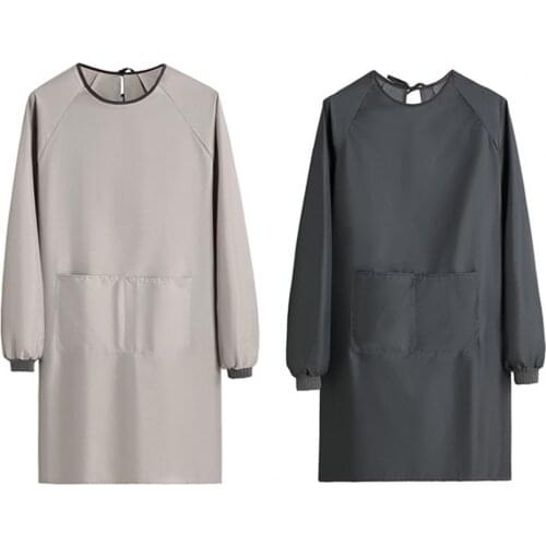 1pc PVC Waterproof Men Apron Pockets Decorative Long Sleeve Nail Salon Home Cleaning Women Kitchen Aprons