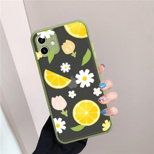 GYKZ Cute Lemon Flower Phone Case For iPhone X 11 Pro XS MAX 7 SE 2020 XR 8 6s Plus Floral Acrylic Shockproof Cover Candy Fundas