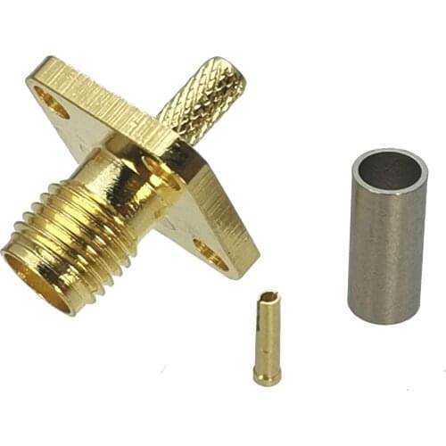 10PCS SMA Female Jack 4-holes Flange Crimp RG316 RG174 LMR100 Cable RF Coaxial Connector