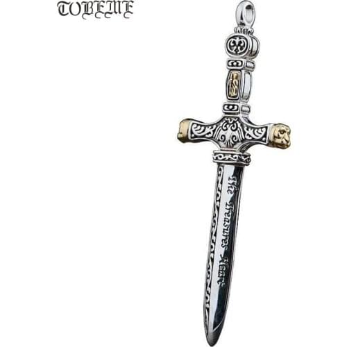 Real 925 Silver Sword Pendant 925 Sterling Sword Man Pendant Good Luck Pendant Punk Jewelry