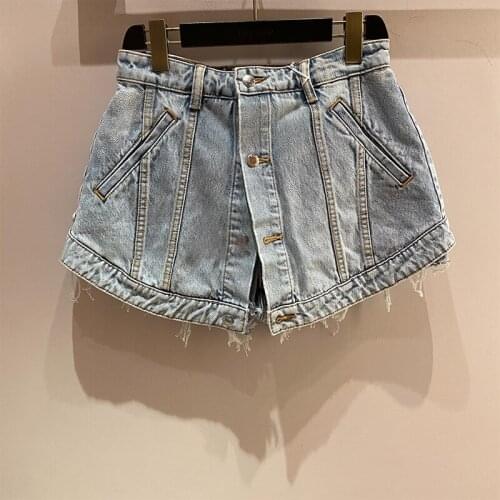 Summer womens denim shorts fashion casual American luxury brand classic trendy multifunctional washed cotton denim shorts
