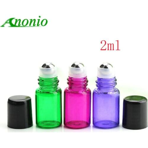 Mini roll on roller bottles for essential oil roll on refillable perfume bottle 2ml deodorant container with black lid H003C