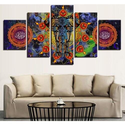 Modular HD Prints Pictures 5 Pieces Hindu Elephant Statue Canvas Painting Home Decoration Living Room Wall Art Religion Poster