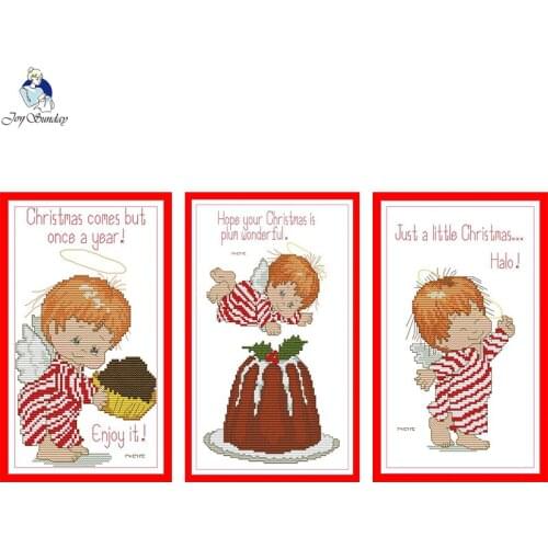 Little Angels Series Cross-stitch Embroidery kits, DIY Handmade Cross Stitch Needlework, Enough Canvas DMC Cotton Thread Crafts