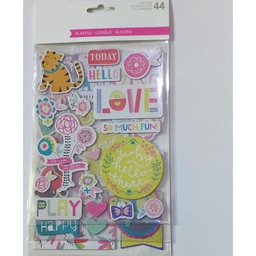 44pcs So Much Fun 3D Cardstock Die Cut Stickers for Scrapbooking Happy Planner/Card Making/Journaling Project Craft