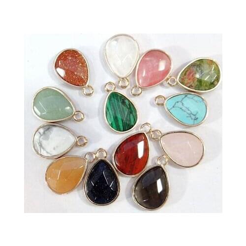 Natural stone Turquoises Quartz crystal tiger eye Bracelet Connector Pendant for diy Jewelry making necklace Accessories20pcs A2